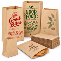 Sac en papier kraft biodégradable ECO avec soufflet latéral pour l'emballage de sandwichs et de collations, logo personnalisé