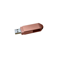 Nuevo logotipo personalizado USB2.0 Pretty Rose Gold Pink Swivel 360 grados de rotación 64G Metal ultra Heart Solid Flash Drive Memory Disk Pen