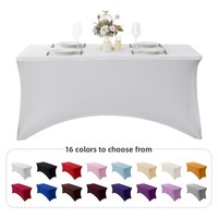 Housse de table carrée extensible 4ft 6ft, jupe de table cocktail élastique lavable anti-poussière pour mariage, banquet, hôtel, fête