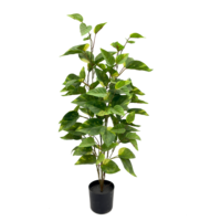 Plante artificielle verte et jaune en forme de cœur de 90 cm de haut, feuillage varié réaliste, faux buisson en pot pour villa, hall d'hôtel