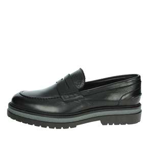 Mocassins pour homme Gino Tagli en cuir noir, taille 45, semelle épaisse - Product Image 1