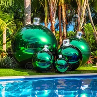 Boules de Noël gonflables vertes, boule miroir réfléchissante, décoration de fête, grande boule brillante, ballon miroir gonflable rouge, sphère