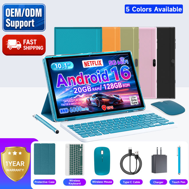Wholesale OEM ODM 20GB RAM 128GB ROM Wifi 5G Gaming Avec Clavier Keyboard 10.1 10 Inch Tab Tableta Tablette Android Tablet PC