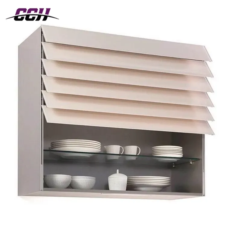 Wall hanging Kitchen Cabinet Glass Lifting Cabinet Smart louver roller shutter storage cabinet