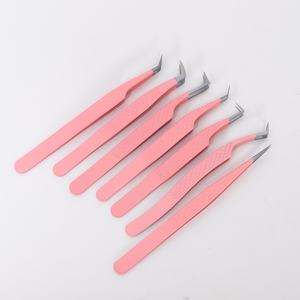 Pince à épiler pour cils Pinky leem avec logo personnalisé, pointe en fibre, 45, 75, 90 degrés, pince à épiler nano-grip, pince à épiler pour extensions de cils - Product Image 1