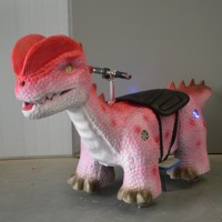 Équipement d'attraction pour aire de jeux publique intérieure/extérieure pour enfants, Dilophosaure animatronique en acier grandeur nature, personnalisé et à monnayeur