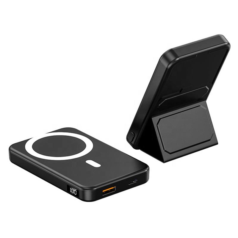 Customized LOGO Phone Holder Mobile 10000mah PowerBank Magnetic Wireless Fast Charging Portable Charger for Universal Phone