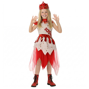 Blood Queen Halloween Costume for Children 8-13 Years Cosplay Performance Dress with Crown and Makeup Polyester <b>Spring</b> 2026 - Product Image 5