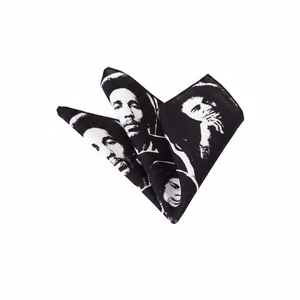 Black and <b>White</b> Bob Marley Printed Reggie <b>Pocket</b> <b>Square</b> - Product Image 2