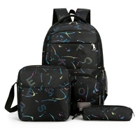 Nouveau sac à dos 3 pièces de grande capacité-Sac décontracté polyvalent à imprimé lettres, sac à dos pour collège pour filles