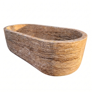 Luxury Custom-made Modern Bathtubs Exclusive French Gold Travertine Freestanding Soaking Bathroom Vila Hotel Home House - Product Image 5