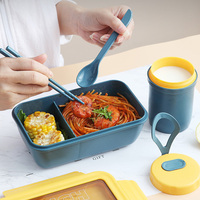 Boîte à lunch bento 2 compartiments de 1100 ml, qualité alimentaire, sans BPA, avec couverts, compatible micro-ondes, anti-fuite – Collection Rentrée des classes 2026