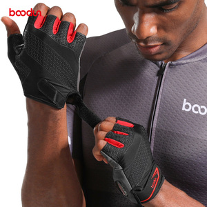 Gants de cyclisme Bcodun, demi-doigts, noir et rouge, avec grip en silicone, pour vélo de route, unisexes, pour la pratique en extérieur - Product Image 3