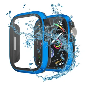 Full Coverage Tempered Glass Screen Protector Smart Watch Cases For Apple Watch 45mm 41mm Protective Cover For iWatch Series 7