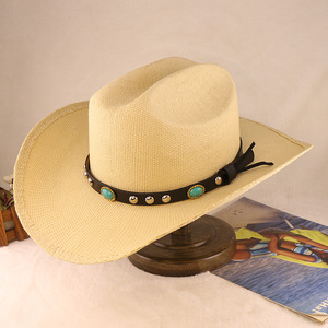 Chapeau haut <span class=keywords><strong>de</strong></span> forme en paille tressée à la main en papier rigide, avec logo personnalisé, design OEM, chapeau <span class=keywords><strong>de</strong></span> chevalier, chapeau <span class=keywords><strong>de</strong></span> <span class=keywords><strong>cowboy</strong></span>, chapeaux à large bord - Product Image 2