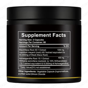 Ekstrak Maca Hitam Alami 40:1 120 Kapsul Suplemen Makanan untuk Pria Ashwagandha 47000mg Formula Ultra Terkonsentrasi - Product Image 2