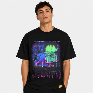 T-shirt unisexe à manches courtes avec imprimé graphique de lettres, col rond, décontracté, pour l'été, en tricot doux et respirant, pour un usage quotidien et streetwear US - Product Image 2