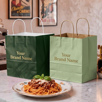 Bolsa de Papel Kraft para Llevar Comida, Personalizada, de Lujo, para Pizza, Sushi, Pasteles, Postres, Panadería, Ecológica, Biodegradable, Reciclable, con Asa Retorcida