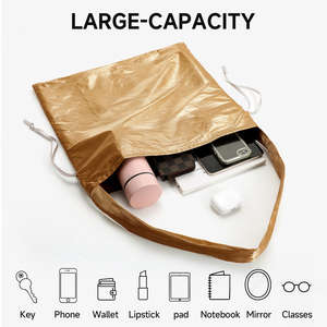 Bolso de compras de un solo hombro para mujer, moderno, de alta calidad y elegante, con cordón grande. - Product Image 6