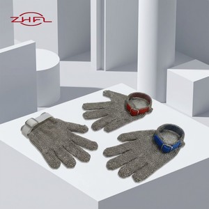 Guantes Metálicos Resistentes a Cortes con Cierre de Hebilla Ambidiestra y Malla de Alambre de Acero Inoxidable de Grado Alimenticio para Carnicería - Product Image 2