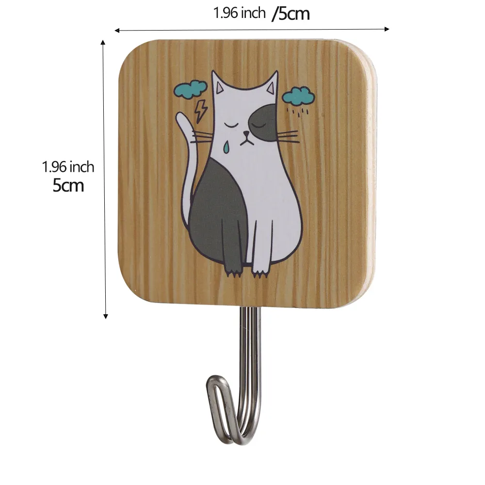 Nordic Wooden Hook Self-Adhesive Children's Coat Rack Small Wall Hanger Bathroom Storage Door Metal Pot Hook Widely Used Home