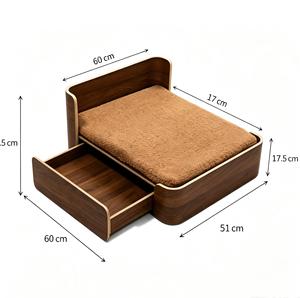 Modern Wooden Pet Bed Furniture with Pull-Out <b>Storage</b> Drawer Elevated Dog Cat Sofa Bed with Soft <b>Cushion</b> Decorative Raised Pet - Product Image 1