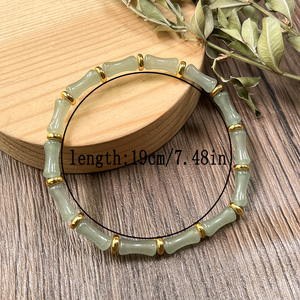 Pulsera de cuentas de nudo de bambú de Aventurina verde, abundancia y prosperidad, adecuada para regalar a amigos pulsera de bendición - Product Image 2
