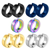 Fausse Boucle d'Oreille en Acier Inoxydable, Clip d'Oreille Cercle, Manchette d'Oreille sans Perçage, Créole à Clipser pour Homme