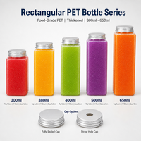 Nouvelle bouteille en plastique PET vide de 12 x 16 oz, forme carrée française, pour le stockage de jus, café infusé à froid fait maison, smoothies et lait