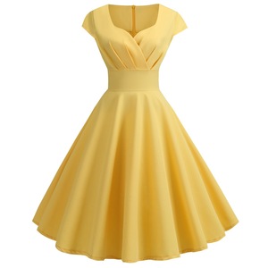 Robe d'été pour femmes, style Hepburn vintage, rockabilly, <span class=keywords><strong>pin</strong></span>-<span class=keywords><strong>up</strong></span>, robe décontractée rétro élégante, robe de soirée midi, robe d'été - Product Image 1