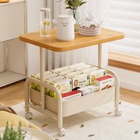 Table basse moderne en bois à double couche avec table d'appoint amovible et support de rangement pour salon ou chambre à coucher