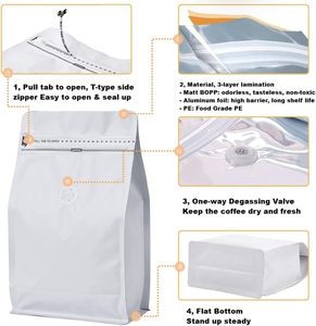 Bolsa de Café de 500g con Válvula y Cierre, Impresa Personalizada, Resellable, con Fondo Plano, de Plástico de Alta Barrera y Lámina de Aluminio - Product Image 2