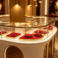 Vitrine de présentation de bijoux en verre avec éclairage LED, comptoir d'exposition pour magasin de détail