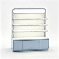 Étagère d'exposition moderne avec cadre arrondi et en-tête lumineuse pour magasin de cosmétiques, couleur personnalisable