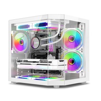 AntarcChill New Style Mid Tower Desktop White Three Sides Tempered Glass Pc Casing Cpu Cabinet Matx Gaming Computer PC Case