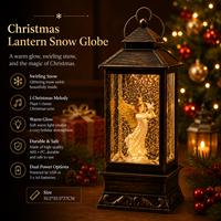 Boule à neige musicale de Noël, boule à neige lumineuse, lanterne d'ange rotative, lanterne à eau, décorations de Noël
