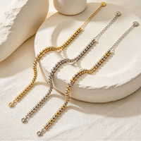 Bracelet en acier inoxydable PVD or, perles texturées, chaîne extensible, étanche, bijoux tendance pour femmes, vente en gros sur mesure