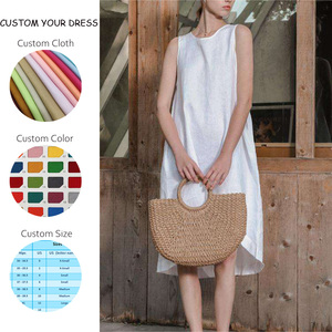 Abiti Estivi OEM 100% Lino, Ecologici, Lavabili, Traspiranti, Senza Maniche, Vestibilità Ampia, Tinta Unita, Casual da Donna - Product Image 3