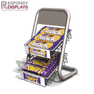 Giá treo kim loại nhiều lớp với độ nghiêng ngược cho các sản phẩm ăn nhẹ như khoai tây chiên và bánh quy sử dụng bán lẻ - Product Image 3