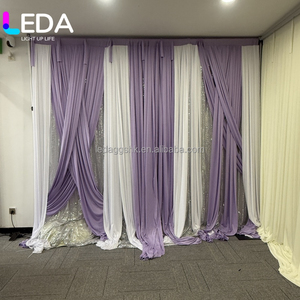 ฉากหลังสีขาว LEDA พร้อมผ้าม่านตกแต่งลายสีม่วงไลแลคและสีขาว สำหรับตกแต่งงานแต่งงาน งานปาร์ตี้ และงานอีเว้นท์ - Product Image 6