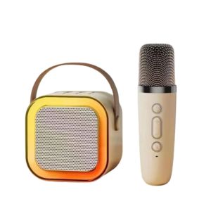 K12便携式迷你卡拉ok扬声器RGB发光二极管无线麦克风5W <span class=keywords><strong>Hifi</strong></span>音乐电池供电户外派对扬声器有源电脑 - Product Image 1