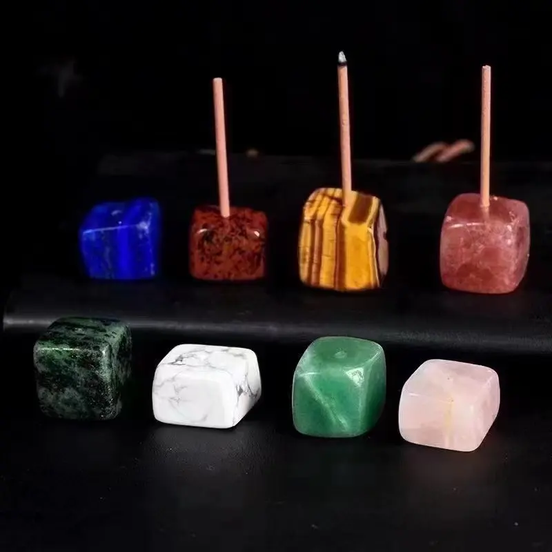 Nouveau design cube de pierres précieuses porte-bâton d'encens pierres roulées pierre roulée de guérison polie naturelle