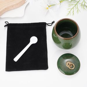 โกศเซรามิกขนาดเล็กสีเขียวขุ่นสำหรับใส่เถ้ากระดูกมนุษย์ โกศเก็บอัฐิสัตว์เลี้ยง โกศที่ระลึกที่สามารถปรับแต่งได้ - Product Image 6