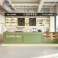 Comptoir de service vintage en bois foncé sur mesure pour café, comptoir de réception avec vitrine de boulangerie