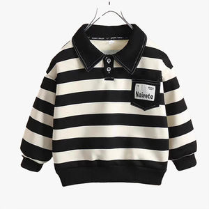 Sweat-shirt rayé pour garçons, nouvelle collection printemps-automne 2026, style élégant, vêtements décontractés pour bébés, haut polo pour enfants printemps-automne - Product Image 6