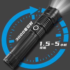 ไฟฉายความเข้มสูง 3000mAh แบบชาร์จไฟได้ LED ซูมได้ ไฟฉุกเฉินพกพาสำหรับใช้งานกลางแจ้ง - Product Image 3
