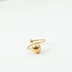 Anillo de puño de joyería fina para mujer al por mayor, popular, chapado en oro, de acero inoxidable, ajustable, con cuentas - Product Image 4