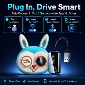 Adaptador Inalámbrico CarPlay, Monitor para Bebés 6 en 1, Dongle CarPlay, Android Auto, Samsung Dex, Cámara para Asiento Trasero, Niños, Mascotas, HD 1080P - Product Image 5
