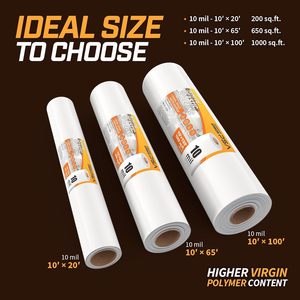 White <b>Plastic</b> Sheeting 10 Mil 10' x 50' Crawl Space Vapor Barrier - Product Image 6