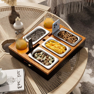 Bar Snackbox letto divano organizer vassoio multifunzione in legno per bottiglia di caffè e bevande contenitore di bambù divano portabicchieri - Product Image 2
